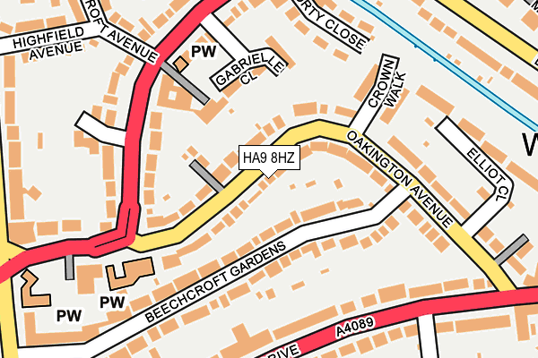 HA9 8HZ map - OS OpenMap – Local (Ordnance Survey)
