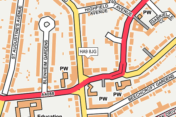 HA9 8JG map - OS OpenMap – Local (Ordnance Survey)