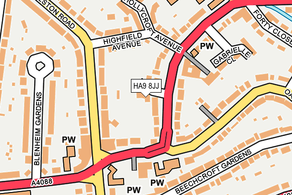 HA9 8JJ map - OS OpenMap – Local (Ordnance Survey)