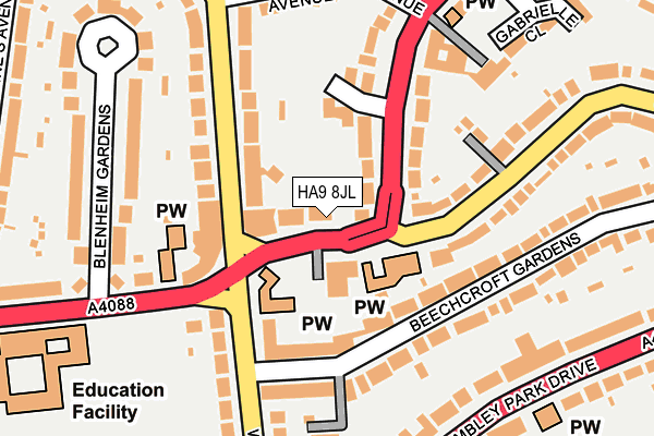 HA9 8JL map - OS OpenMap – Local (Ordnance Survey)