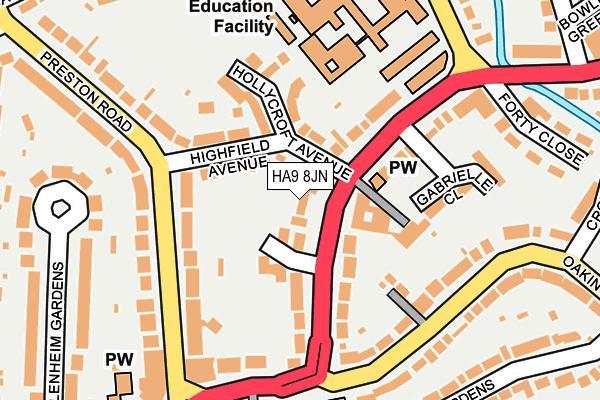 HA9 8JN map - OS OpenMap – Local (Ordnance Survey)