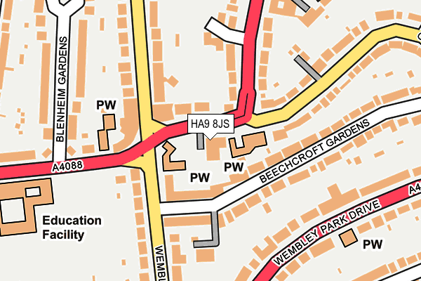 HA9 8JS map - OS OpenMap – Local (Ordnance Survey)