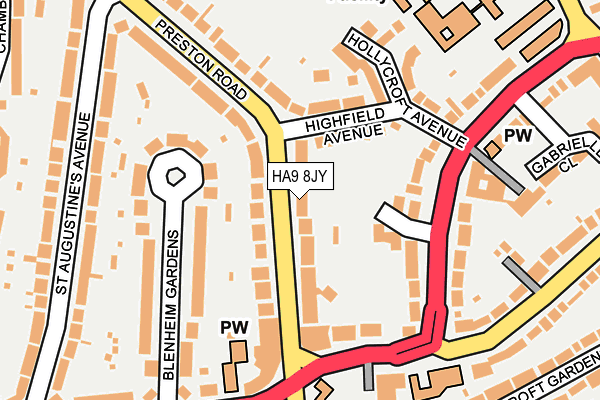 HA9 8JY map - OS OpenMap – Local (Ordnance Survey)