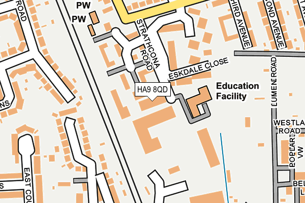 HA9 8QD map - OS OpenMap – Local (Ordnance Survey)