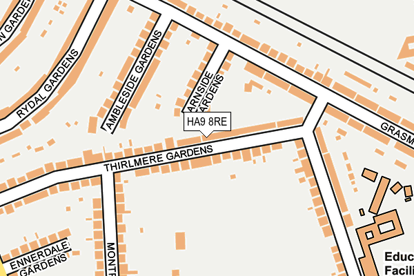 HA9 8RE map - OS OpenMap – Local (Ordnance Survey)
