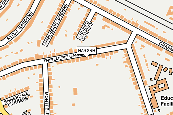 HA9 8RH map - OS OpenMap – Local (Ordnance Survey)