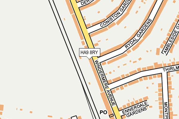 HA9 8RY map - OS OpenMap – Local (Ordnance Survey)