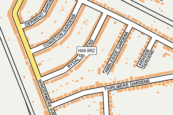HA9 8RZ map - OS OpenMap – Local (Ordnance Survey)