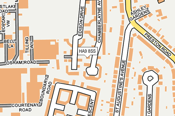 HA9 8SS map - OS OpenMap – Local (Ordnance Survey)