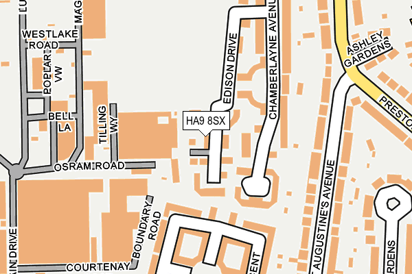 HA9 8SX map - OS OpenMap – Local (Ordnance Survey)