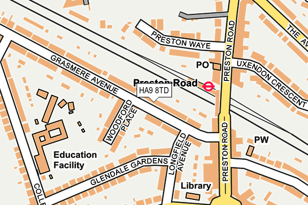 HA9 8TD map - OS OpenMap – Local (Ordnance Survey)