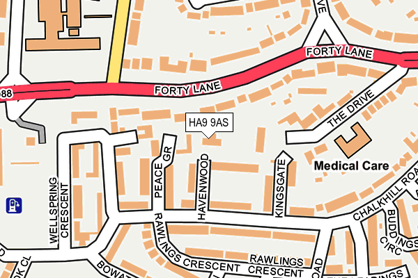 HA9 9AS map - OS OpenMap – Local (Ordnance Survey)