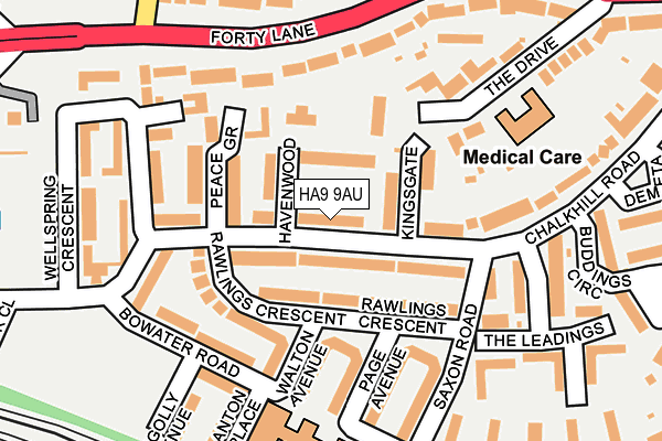 HA9 9AU map - OS OpenMap – Local (Ordnance Survey)