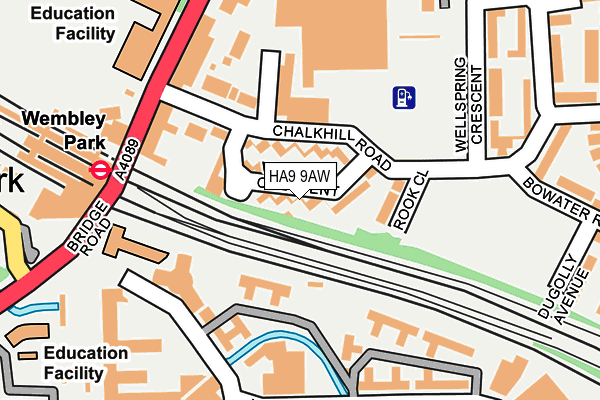 HA9 9AW map - OS OpenMap – Local (Ordnance Survey)