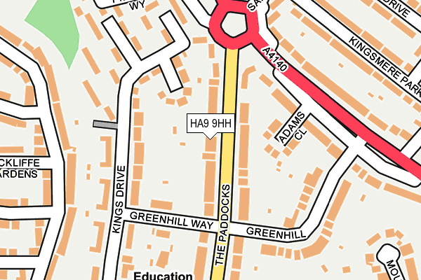 HA9 9HH map - OS OpenMap – Local (Ordnance Survey)