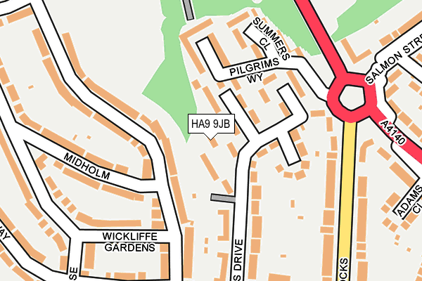 HA9 9JB map - OS OpenMap – Local (Ordnance Survey)