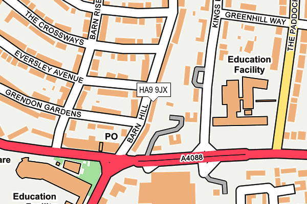 HA9 9JX map - OS OpenMap – Local (Ordnance Survey)
