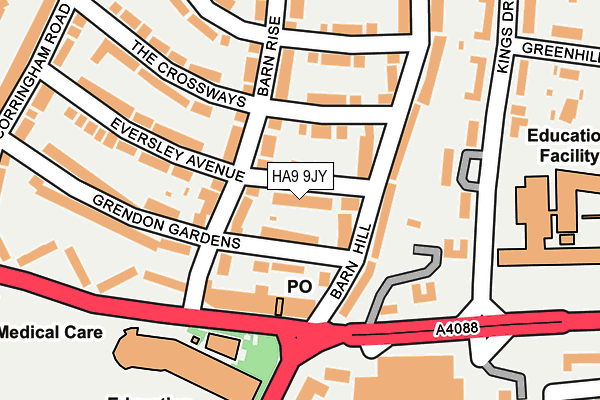 HA9 9JY map - OS OpenMap – Local (Ordnance Survey)