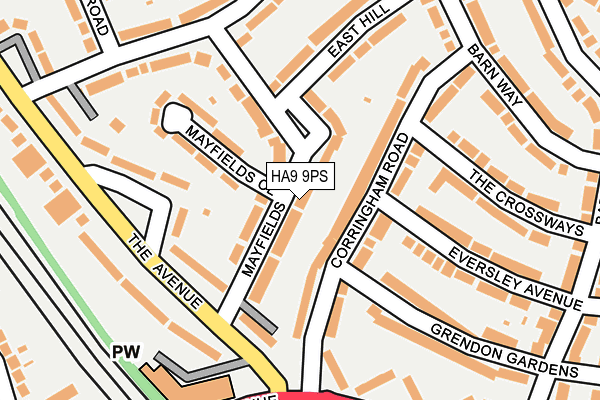HA9 9PS map - OS OpenMap – Local (Ordnance Survey)