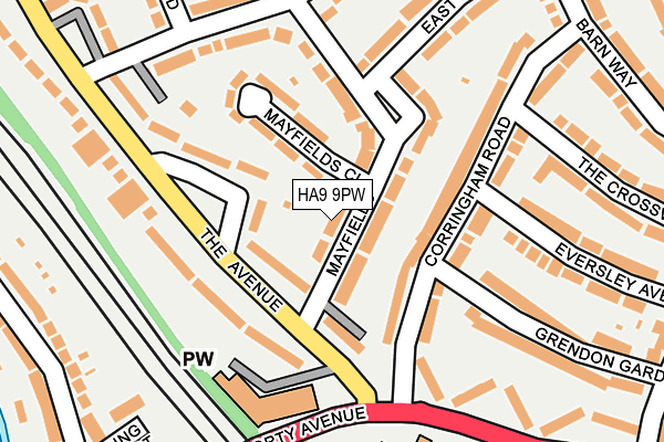 HA9 9PW map - OS OpenMap – Local (Ordnance Survey)
