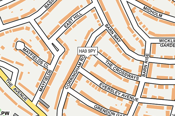 HA9 9PY map - OS OpenMap – Local (Ordnance Survey)