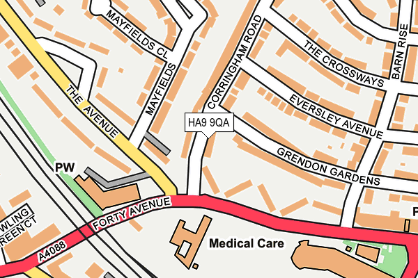 HA9 9QA map - OS OpenMap – Local (Ordnance Survey)