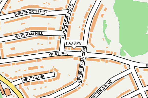 HA9 9RW map - OS OpenMap – Local (Ordnance Survey)