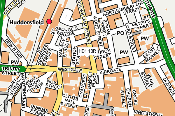 HD1 1BR map - OS OpenMap – Local (Ordnance Survey)