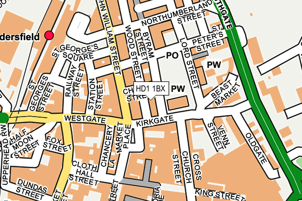 HD1 1BX map - OS OpenMap – Local (Ordnance Survey)