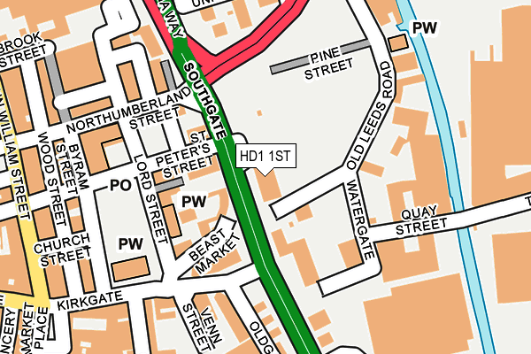 HD1 1ST map - OS OpenMap – Local (Ordnance Survey)