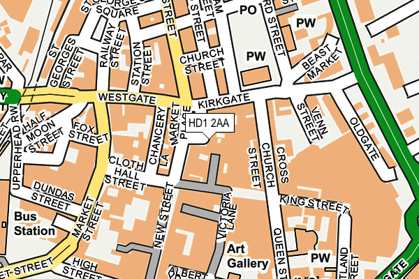 HD1 2AA map - OS OpenMap – Local (Ordnance Survey)