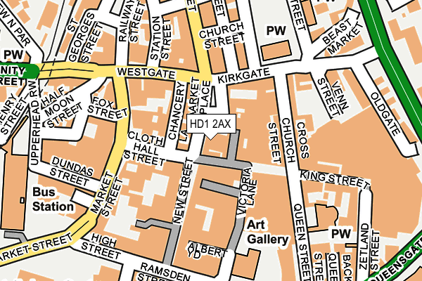 HD1 2AX map - OS OpenMap – Local (Ordnance Survey)