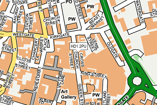HD1 2PU map - OS OpenMap – Local (Ordnance Survey)