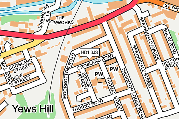 HD1 3JS map - OS OpenMap – Local (Ordnance Survey)