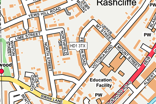 HD1 3TX map - OS OpenMap – Local (Ordnance Survey)