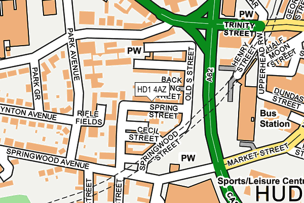 HD1 4AZ map - OS OpenMap – Local (Ordnance Survey)