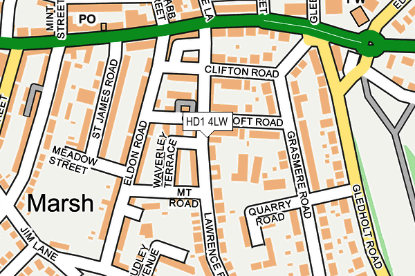 HD1 4LW map - OS OpenMap – Local (Ordnance Survey)