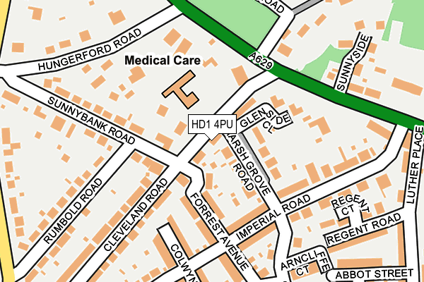 HD1 4PU map - OS OpenMap – Local (Ordnance Survey)