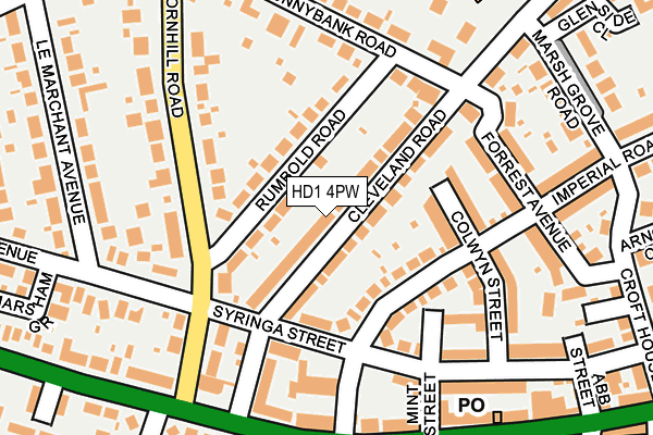 HD1 4PW map - OS OpenMap – Local (Ordnance Survey)