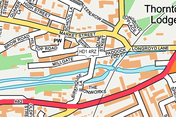 HD1 4RZ map - OS OpenMap – Local (Ordnance Survey)