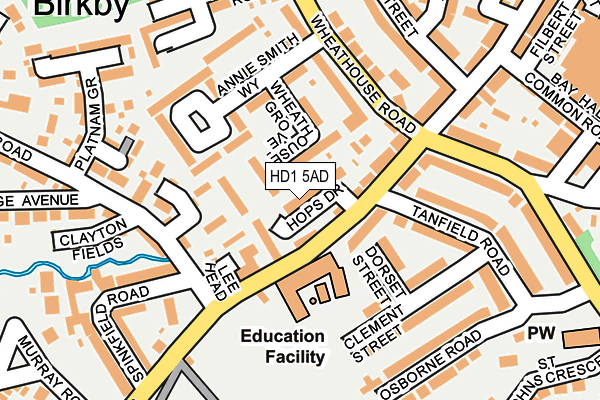 HD1 5AD map - OS OpenMap – Local (Ordnance Survey)