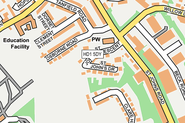 HD1 5DY map - OS OpenMap – Local (Ordnance Survey)