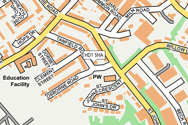 HD1 5HA map - OS OpenMap – Local (Ordnance Survey)
