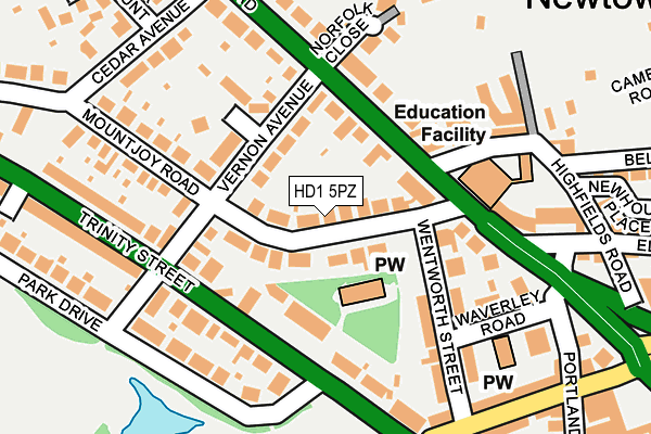HD1 5PZ map - OS OpenMap – Local (Ordnance Survey)