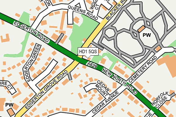 HD1 5QS map - OS OpenMap – Local (Ordnance Survey)