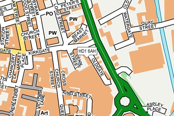 HD1 6AH map - OS OpenMap – Local (Ordnance Survey)