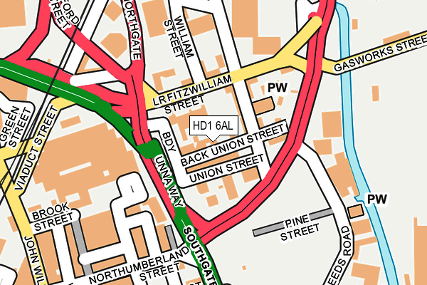 HD1 6AL map - OS OpenMap – Local (Ordnance Survey)