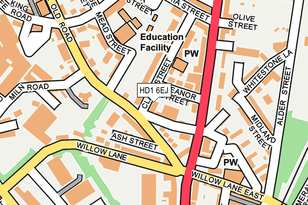 HD1 6EJ map - OS OpenMap – Local (Ordnance Survey)