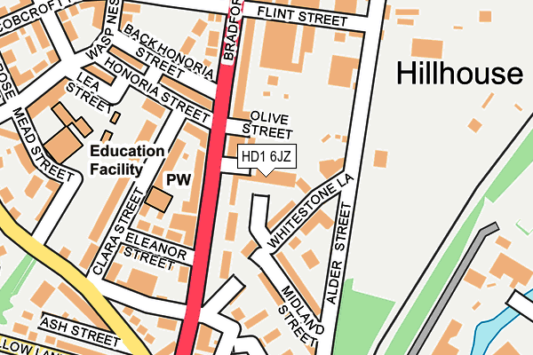 HD1 6JZ map - OS OpenMap – Local (Ordnance Survey)