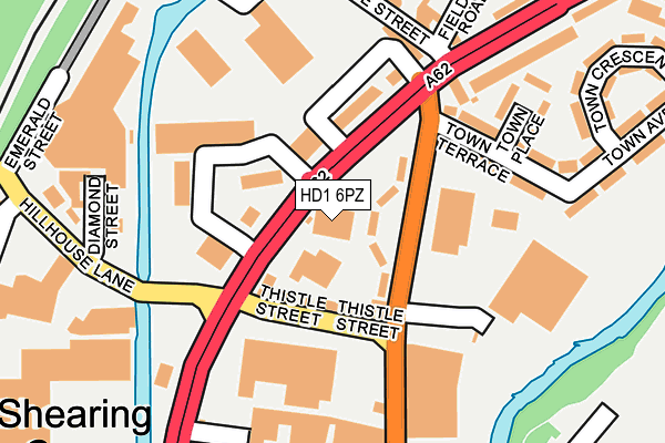 HD1 6PZ map - OS OpenMap – Local (Ordnance Survey)